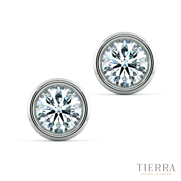 Bông tai bạch kim bezel set BTA1105 dành cho cô nàng thích sự đơn giản, tinh tế